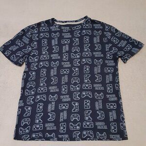 Old Navy Dark & Light Blue Remote Control Shirt Size 8 (M) Short Sleeve